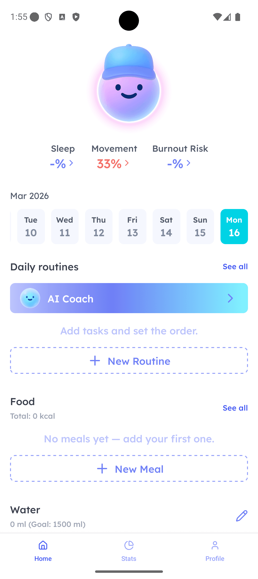 Auroli App Interface showing AI Coach, Daily Routines, and Health Metrics